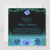 Invitation Bat mitzvah de fleurs vives bleu et vio (Dos)