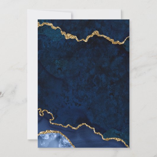 Invitation Bat mitzvah de Geode Moderne Elegant Blue Gold Mar (Dos)