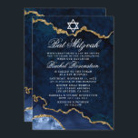 Invitation Bat mitzvah de Geode Moderne Elegant Blue Gold Mar<br><div class="desc">Aquarelle moderne Elégant Bleu et Or Marbre Agate Géode Bat mitzvah Invitation</div>