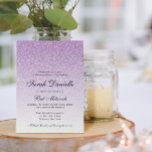 Invitation Bat mitzvah de glam à Parties scintillant violet c<br><div class="desc">Cette belle invitation comporte un motif de parties scintillant et votre texte personnalisé. Utilisez le formulaire modèle pour ajouter vos informations.</div>