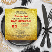 Invitation Bat mitzvah de glam Ruby et Gold Parties scintilla