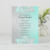 Invitation Bat mitzvah de Glittery Gradient Aqua (Debout devant)