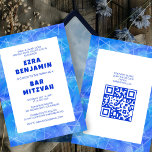 Invitation Bat mitzvah de la barre de CODE QR personnalisée<br><div class="desc">Carte parfaite pour annoncer un bat mitzvah, bar mitzvah ou une autre célébration juive ! La main a fait de l'art pour vous. ENTIÈREMENT PERSONNALISABLE ! Cliquez sur "Personnaliser" ci-dessus pour modifier le texte et ajouter votre propre lien au code QR au verso. Cliquez sur "modifier à l'aide de l'outil...</div>