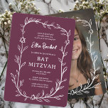 Invitation Bat mitzvah de la barre de PHOTOS Botanique sur me<br><div class="desc">Carte parfaite pour annoncer un bat mitzvah, bar mitzvah ou une autre célébration juive ! L'art délicat de trame feuille dessinée à la main pour vous! ENTIÈREMENT PERSONNALISABLE ! Cliquez sur "Personnaliser" ci-dessus pour modifier le texte. Cliquez sur "modifier à l'aide de l'outil de conception" pour ajuster les polices, les...</div>