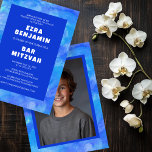 Invitation Bat mitzvah de la barre de photos personnalisée<br><div class="desc">Carte parfaite pour annoncer un bat mitzvah, bar mitzvah ou une autre célébration juive ! La main a fait de l'art pour vous. ENTIÈREMENT PERSONNALISABLE ! Cliquez sur "Personnaliser" ci-dessus pour modifier le texte et ajouter votre propre photo au verso. Cliquez sur "modifier à l'aide de l'outil de conception" pour...</div>