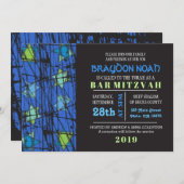 Invitation Bat mitzvah de la barre des étoiles en  (Devant / Derrière)