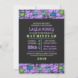 Invitation Bat mitzvah de la barre des étoiles en