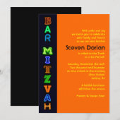 Invitation Bat mitzvah de la barre des SIGNS NEON (Devant / Derrière)