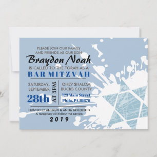 Invitation Bat mitzvah de la barre d'étoiles Blue 