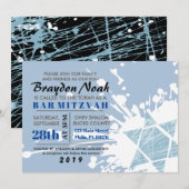 Invitation Bat mitzvah de la barre d'étoiles Blue  (Devant / Derrière)