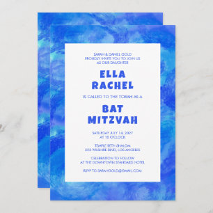 Invitation Bat mitzvah de la barre personnalisée bleu de l'aq