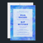 Invitation Bat mitzvah de la barre personnalisée bleue<br><div class="desc">Carte parfaite pour annoncer un bat mitzvah, bar mitzvah ou une autre célébration juive ! La main a fait de l'art pour vous. ENTIÈREMENT PERSONNALISABLE ! Cliquez sur "Personnaliser" ci-dessus pour modifier le texte. Cliquez sur "modifier à l'aide de l'outil de conception" pour ajuster les polices, les couleurs et les...</div>