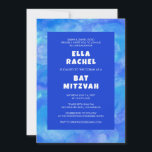 Invitation Bat mitzvah de la barre personnalisée bleue<br><div class="desc">Carte parfaite pour annoncer un bat mitzvah, bar mitzvah ou une autre célébration juive ! La main a fait de l'art pour vous. ENTIÈREMENT PERSONNALISABLE ! Cliquez sur "Personnaliser" ci-dessus pour modifier le texte. Cliquez sur "modifier à l'aide de l'outil de conception" pour ajuster les polices, les couleurs et les...</div>
