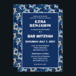 Invitation Bat mitzvah de la barre personnalisée Star of Davi<br><div class="desc">Carte parfaite pour annoncer un bat mitzvah, bar mitzvah ou une autre célébration juive ! Motif étoile pour vous à l'avant et à l'arrière ! ENTIÈREMENT PERSONNALISABLE ! Cliquez sur "Personnaliser" ci-dessus pour modifier le texte. Cliquez sur "modifier à l'aide de l'outil de conception" pour ajuster les polices, les couleurs...</div>