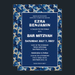 Invitation Bat mitzvah de la barre personnalisée Star of Davi<br><div class="desc">Carte parfaite pour annoncer un bat mitzvah, bar mitzvah ou une autre célébration juive ! Motif étoile pour vous à l'avant et à l'arrière ! ENTIÈREMENT PERSONNALISABLE ! Cliquez sur "Personnaliser" ci-dessus pour modifier le texte. Cliquez sur "modifier à l'aide de l'outil de conception" pour ajuster les polices, les couleurs...</div>