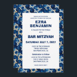 Invitation Bat mitzvah de la barre personnalisée Star of Davi<br><div class="desc">Carte parfaite pour annoncer un bat mitzvah, bar mitzvah ou une autre célébration juive ! Motif étoile pour vous à l'avant et à l'arrière ! ENTIÈREMENT PERSONNALISABLE ! Cliquez sur "Personnaliser" ci-dessus pour modifier le texte. Cliquez sur "modifier à l'aide de l'outil de conception" pour ajuster les polices, les couleurs...</div>