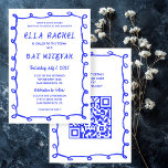 Invitation Bat mitzvah de la barre QR personnalisée avec bouc<br><div class="desc">Carte parfaite pour annoncer un bat mitzvah, bar mitzvah ou une autre célébration juive ! Un cadre de bracelets compliqué pour vous sur le côté avant ! ENTIÈREMENT PERSONNALISABLE ! Cliquez sur "Personnaliser" ci-dessus pour modifier le texte et ajouter votre lien au code QR. Cliquez sur "modifier à l'aide de...</div>