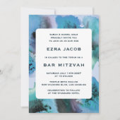 Invitation Bat mitzvah de la barre QRCode personnalisée BlueG (Devant)