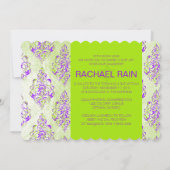 Invitation bat mitzvah de la fausse feuille/du faux damas de  (Dos)