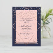 Invitation Bat mitzvah de la frontière Marine Rose Rose Gold  (Debout devant)