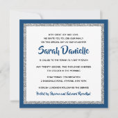 Invitation Bat mitzvah de la Glitterie Marine Carré d'argent  (Devant)