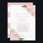 Invitation Bat mitzvah de l'Aquarelle Pink Peonies<br><div class="desc">Célébrez avec cette invitation bat mitzvah élégante et féminine. Cette invitation à la bat mitzvah fleurie présente des pivoines roses moelleuses à l'aquarelle.</div>