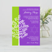 Invitation Bat mitzvah de l'arbre vert pourpre (Debout devant)