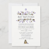 Invitation Bat mitzvah de lavande de coton aquarelle (Devant)