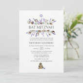 Invitation Bat mitzvah de lavande de coton aquarelle (Debout devant)
