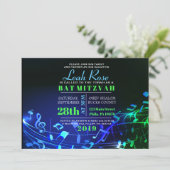 Invitation Bat mitzvah de lettres et de notes hébraïques (Debout devant)