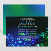 Invitation Bat mitzvah de lettres et de notes hébraïques (Devant / Derrière)