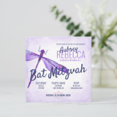 Invitation Bat mitzvah de libellules violettes, Lavande Whims (Debout devant)