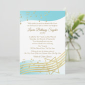 Invitation Bat mitzvah de musique bleu et or (Debout devant)