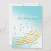 Invitation Bat mitzvah de musique bleu et or (Dos)