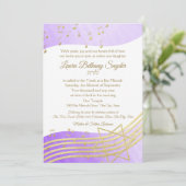 Invitation Bat mitzvah de musique violet aquarelle et or2 (Debout devant)