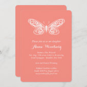 Invitation Bat mitzvah de papillon corail (Devant / Derrière)