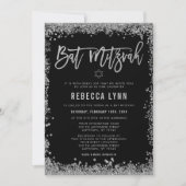 Invitation Bat mitzvah de Parties scintillant Black Silver Fa (Devant)