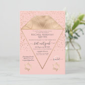 Invitation Bat mitzvah de Parties scintillant de diamant rose (Debout devant)