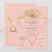 Invitation Bat mitzvah de Parties scintillant de diamant rose (Devant / Derrière)