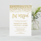 Invitation Bat mitzvah de Parties scintillant d'or moderne Wh (Debout devant)