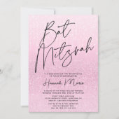 Invitation Bat mitzvah de Parties scintillant rose chic (Devant)