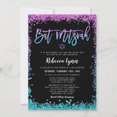 Invitation Bat mitzvah de Parties scintillant Turquoise viole (Devant)
