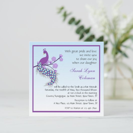 Invitation Bat mitzvah de Peacock (Debout devant)