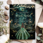 Invitation Bat mitzvah de robe vert émeraude de la forêt ench<br><div class="desc">Personnalisez cette invitation Bat mitzvah enchanteresse facilement et rapidement. Cliquez simplement sur le bouton Modifier à l'aide des outils de conception pour modifier le texte, modifier les styles de police et les couleurs de police. Avec une fille habillée d'une robe vert émeraude et un arrière - plan de forêt enchanté....</div>