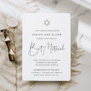 Invitation Bat mitzvah de script minimaliste moderne manuscri
