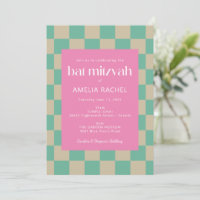Bat mitzvah de tableau de bord vert Mod Pink Mint