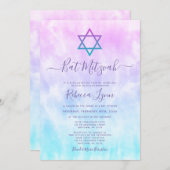 Invitation Bat mitzvah de teinture Turquoise pourpre (Devant / Derrière)