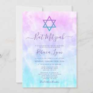 Invitation Bat mitzvah de teinture Turquoise pourpre
