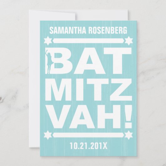 Invitation Bat mitzvah de type Big dans Turquoise (Devant)