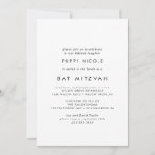 Invitation Bat mitzvah de typographie chic (Devant)